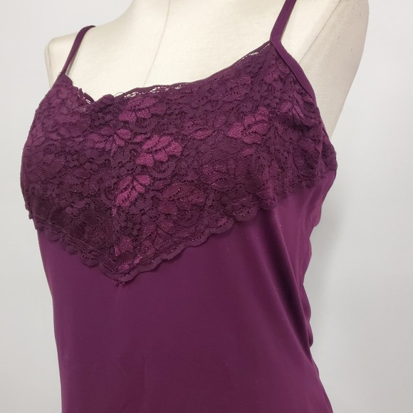 Studio‎ Y Womens Y2K Lace Trim Cami Size M Purple Elena Gilbert Bias Preppy 90S - Picture 2 of 10